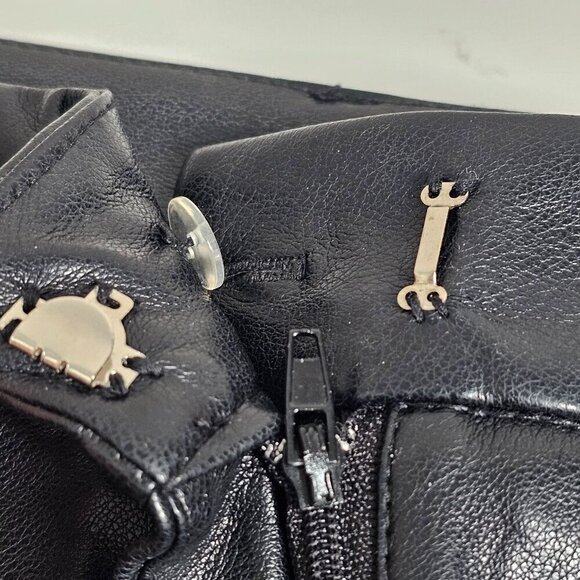 Avec Les Filles Faux Leather Pleated Wide Legs Pants High-Rise Black Women's‎ M - Picture 5 of 11